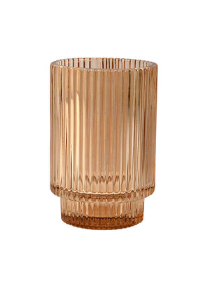 Serene Spaces Living Ribbed Glass Votive Candle Holder, Perfect for Weddings and Home Décor, Measures 5" Tall and 3.5" Diameter