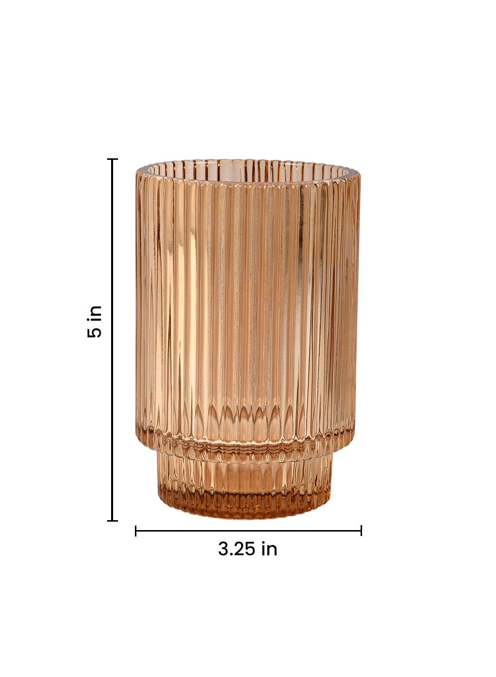 5" Ribbed Glass Votive Candle Holder, in 3 Colors