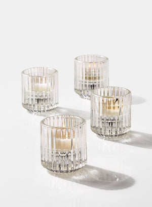 Ribbed Glass Votive Holders, 2" Diameter & 2.25" Tall, in 2 Colors