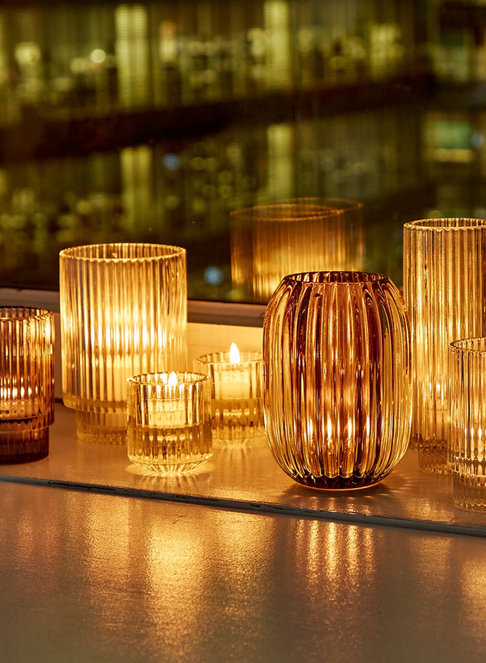 2.25" Ribbed Glass Tealight Holders, in 2 Colors