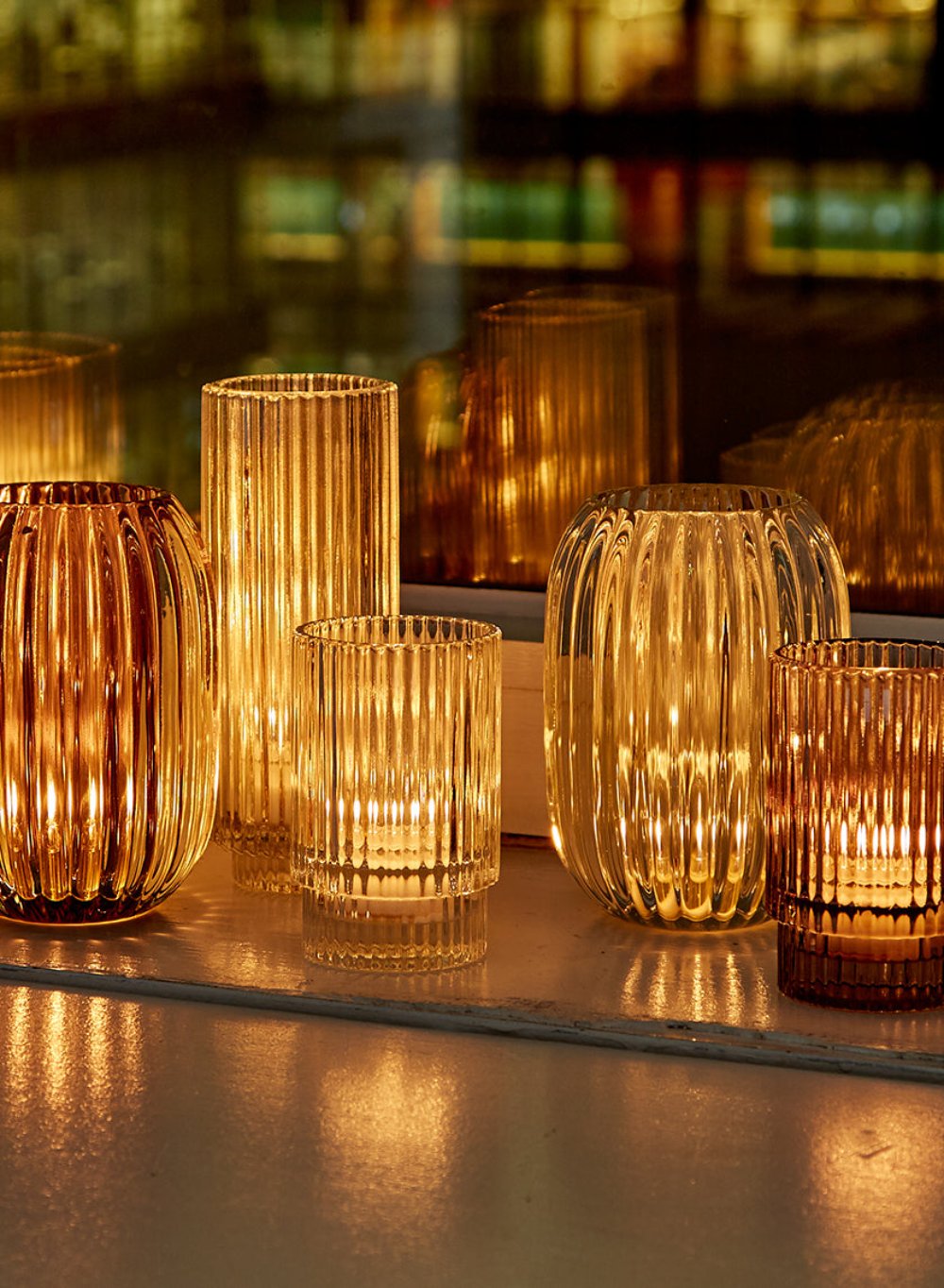 5" Ribbed Optical Glass Votive Holder, in 3 Colors