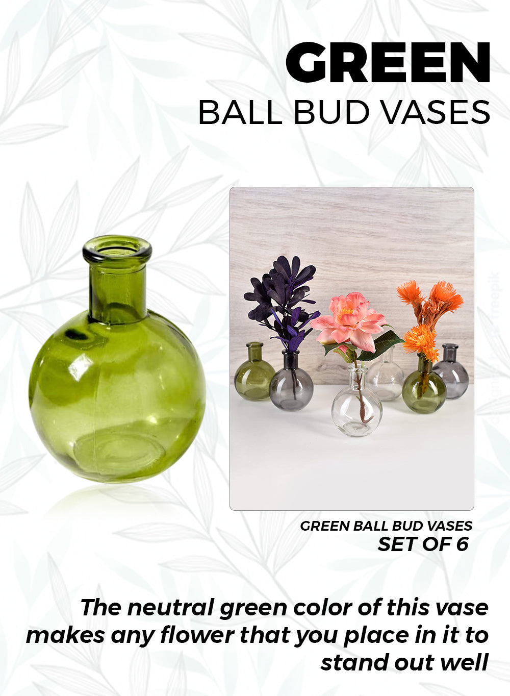 Ball Bud Vase, Set of 6 or 36