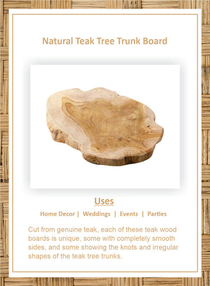 Serene Spaces Living Natural Teak Tree Trunk Board, 8" Long, 6" Wide, 0.75" Tall