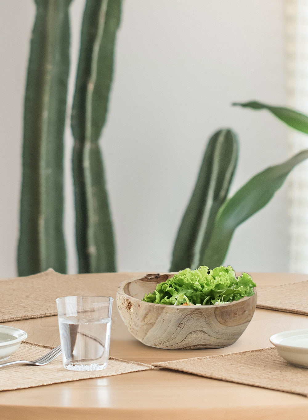 Hand-Carved Natural Teak Serving Bowl, In 3 Sizes