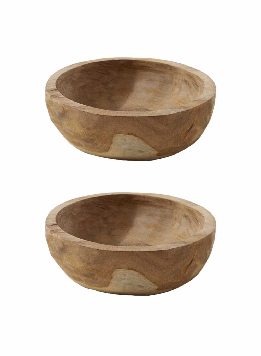 Hand-Carved Natural Teak Serving Bowl, In 3 Sizes