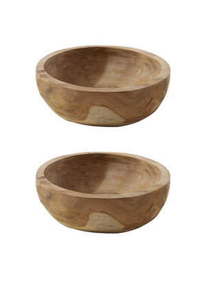 Serene Spaces Living Hand-Carved Natural Teak Serving Bowl, In 3 Sizes