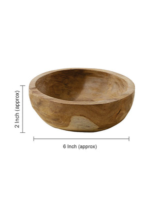Hand-Carved Natural Teak Serving Bowl, In 3 Sizes