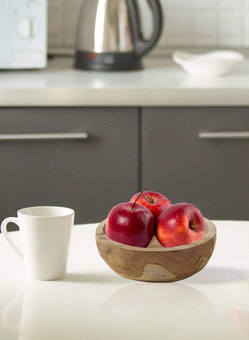 Hand-Carved Natural Teak Serving Bowl, In 3 Sizes