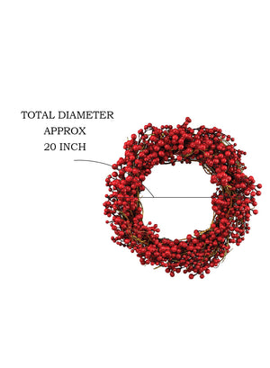 Red Berries Wreath, 20" Diameter