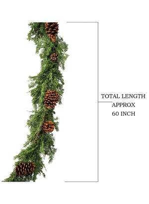 60" Artificial Cypress Garland with Pine Cones