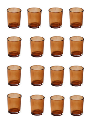 Serene Spaces Living Set of 96 Amber Glass Votive Candle Holders, Ideal Restaurant Tables, Aromatherapy