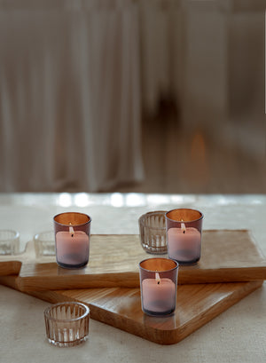 Serene Spaces Living Set of 96 Dark Amber Glass Votive Candle Holders, Ideal Restaurant Tables, Aromatherapy
