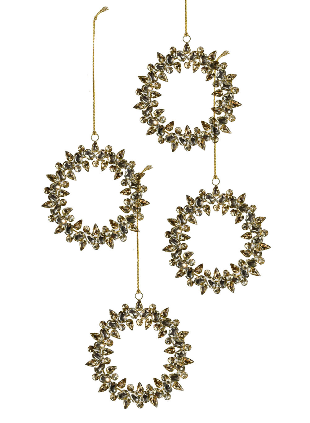 Gold Wreath Ornament, 5" Diameter, Set of 4