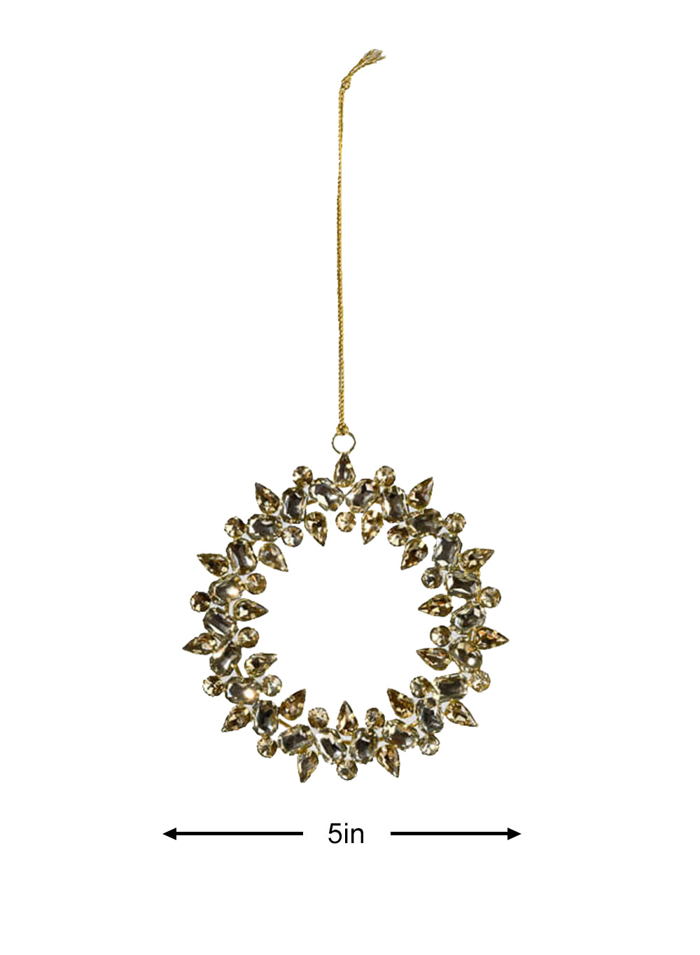 Gold Wreath Ornament, 5" Diameter, Set of 4