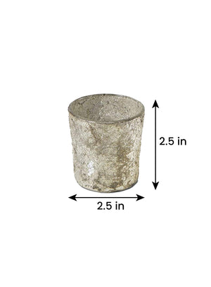 Serene Spaces Living Set of 6 Textured Old Silver Votive Candle Holders Glass, Ideal for Weddings Parties Fall Table Decorations, 2.5" Tall and 2.5" Diameter