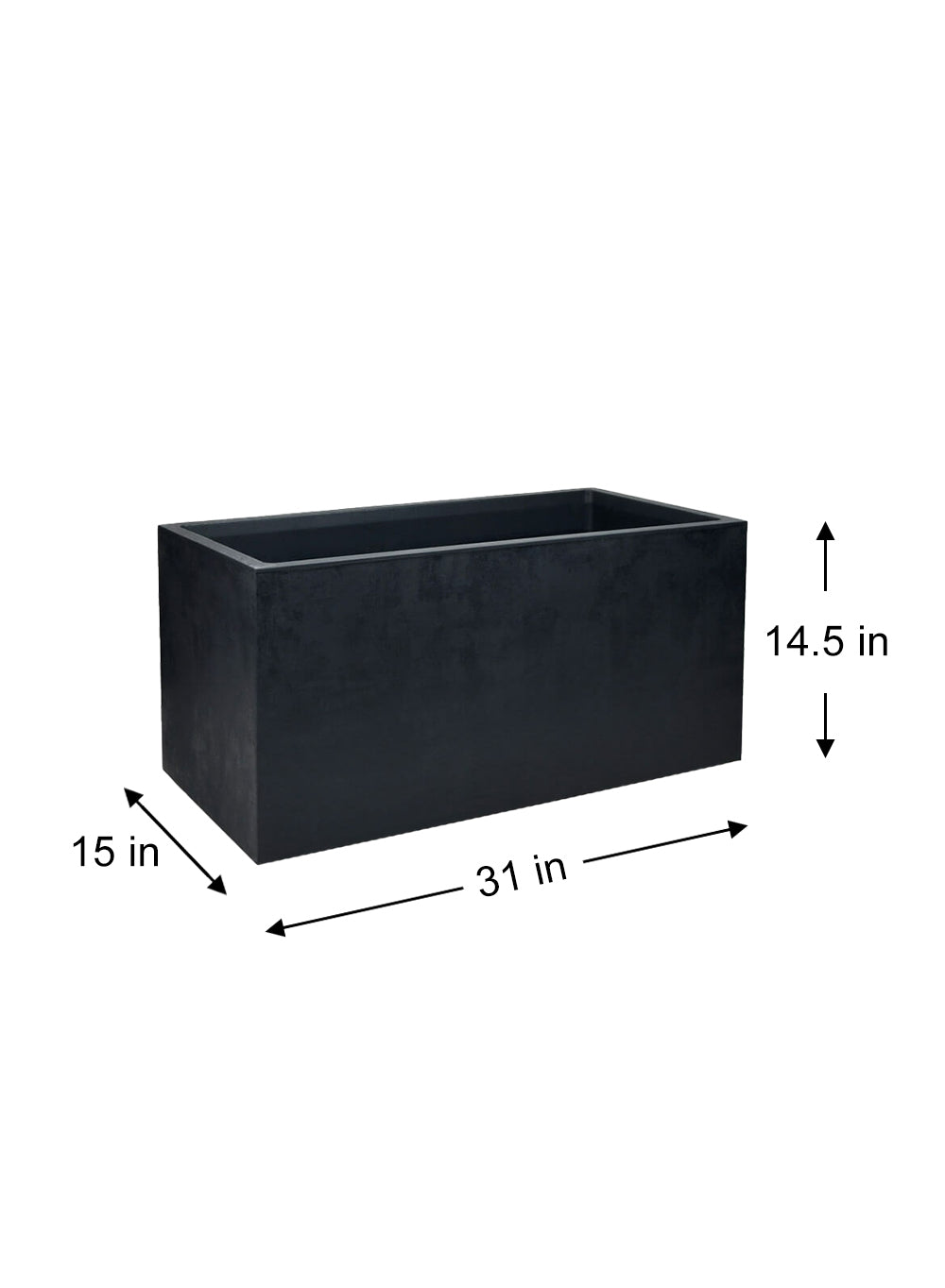 Black Rectangular Planter & Flower Box, 31" Long X 15" Wide X 14.5" Tall