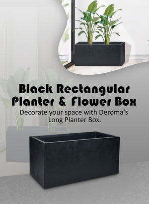 Black Rectangular Planter & Flower Box, 31" Long X 15" Wide X 14.5" Tall