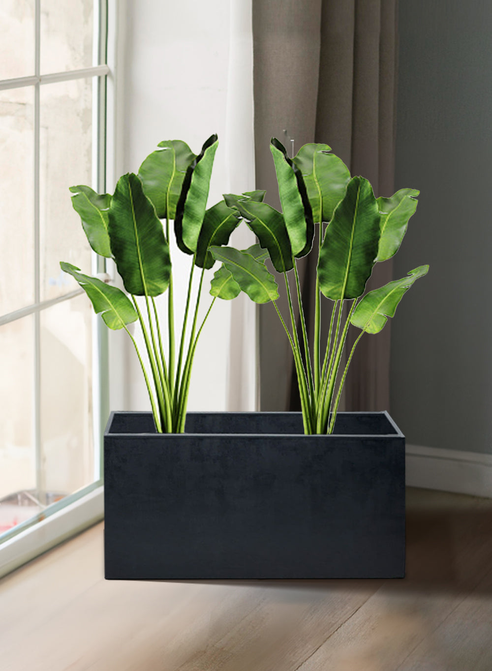 Black Rectangular Planter & Flower Box, 31" Long X 15" Wide X 14.5" Tall