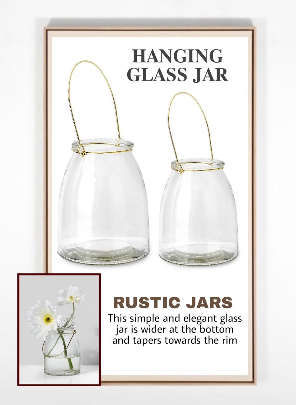 Serene Spaces Living Hanging Glass Jar for Wedding, Parties, Events, Patio, Use as Hanging Glass Lamp or for Flowers, Measures 4.75" Tall and 3" Diameter, Sold as a Set of 12