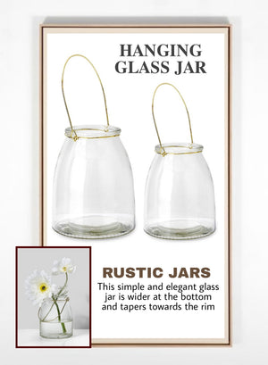 Serene Spaces Living Hanging Glass Jar for Wedding, Parties, Events, Patio, Use as Hanging Glass Lamp or for Flowers, Measures 6" Tall and 5" Diameter, Sold as a Set of 12