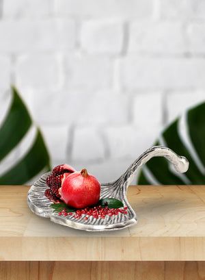 Serene Spaces Living Single Leaf Aluminum Tray With Ribbed Lines, Sold Individually