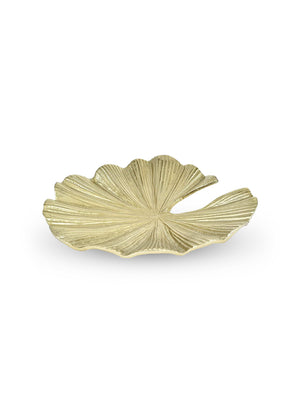Serene Spaces Living Shiny Gold Aluminum Large Water Lily Leaf Tray, Sold Individually