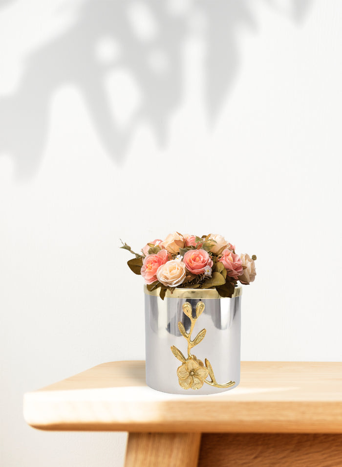 Orchid Steel Vase With Gold Rim, in 2 Sizes