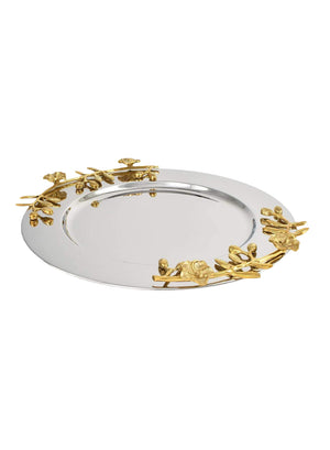Serene Spaces Living Orchid Stem Round Tray, Measures 14 inches Diameter, Sold Individually