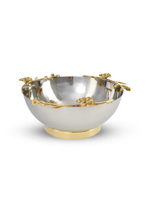 Polished Bowl With Brass Orchid Stem on Edges