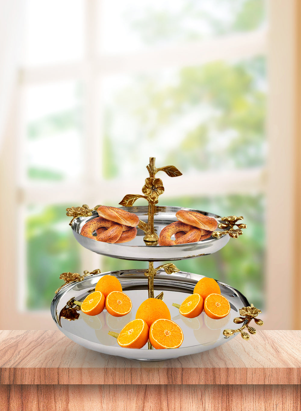 Orchid Stem Double Tier Serving Tray