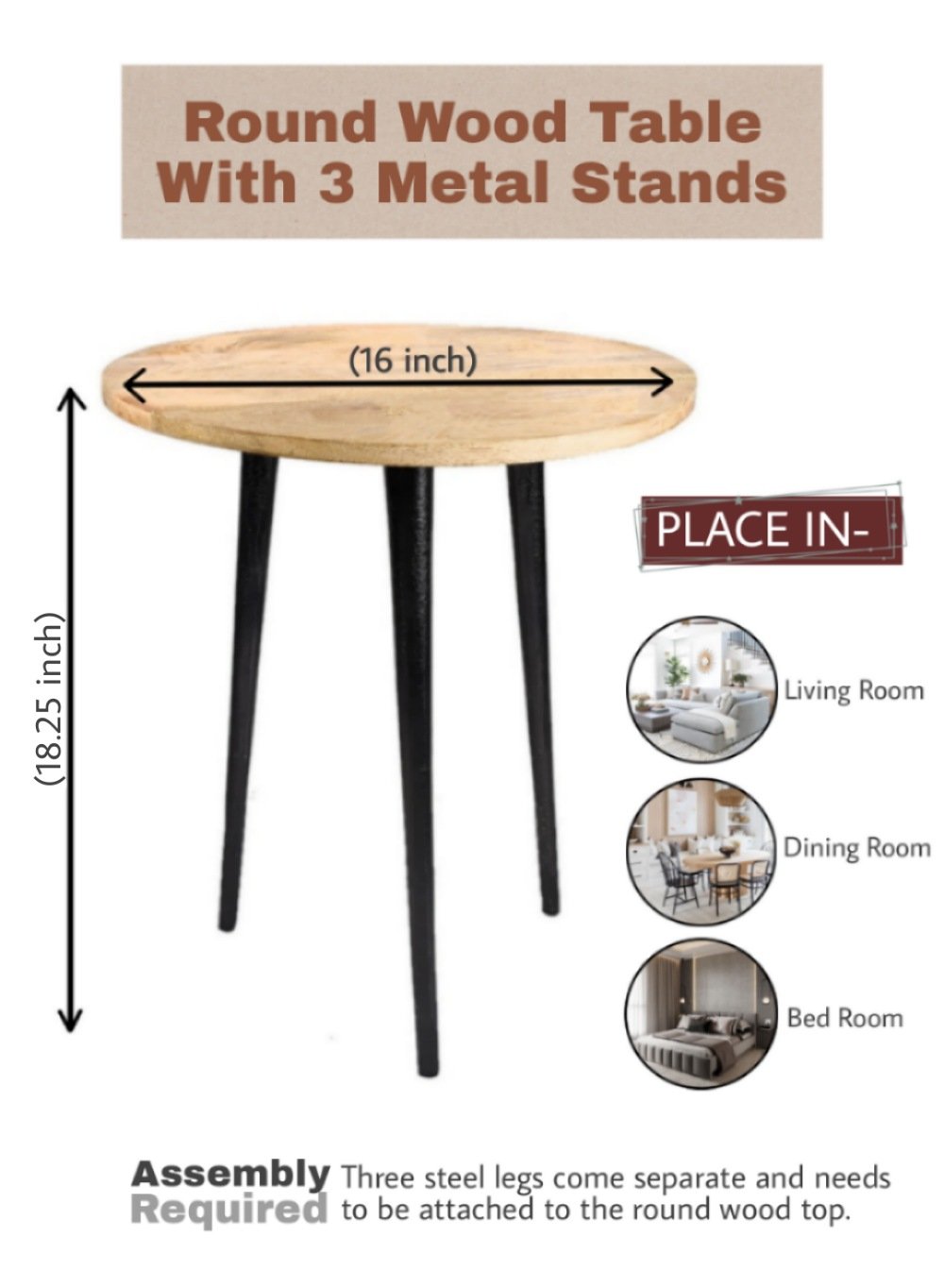 Small Wooden Table, Natural Wood in 2 Sizes