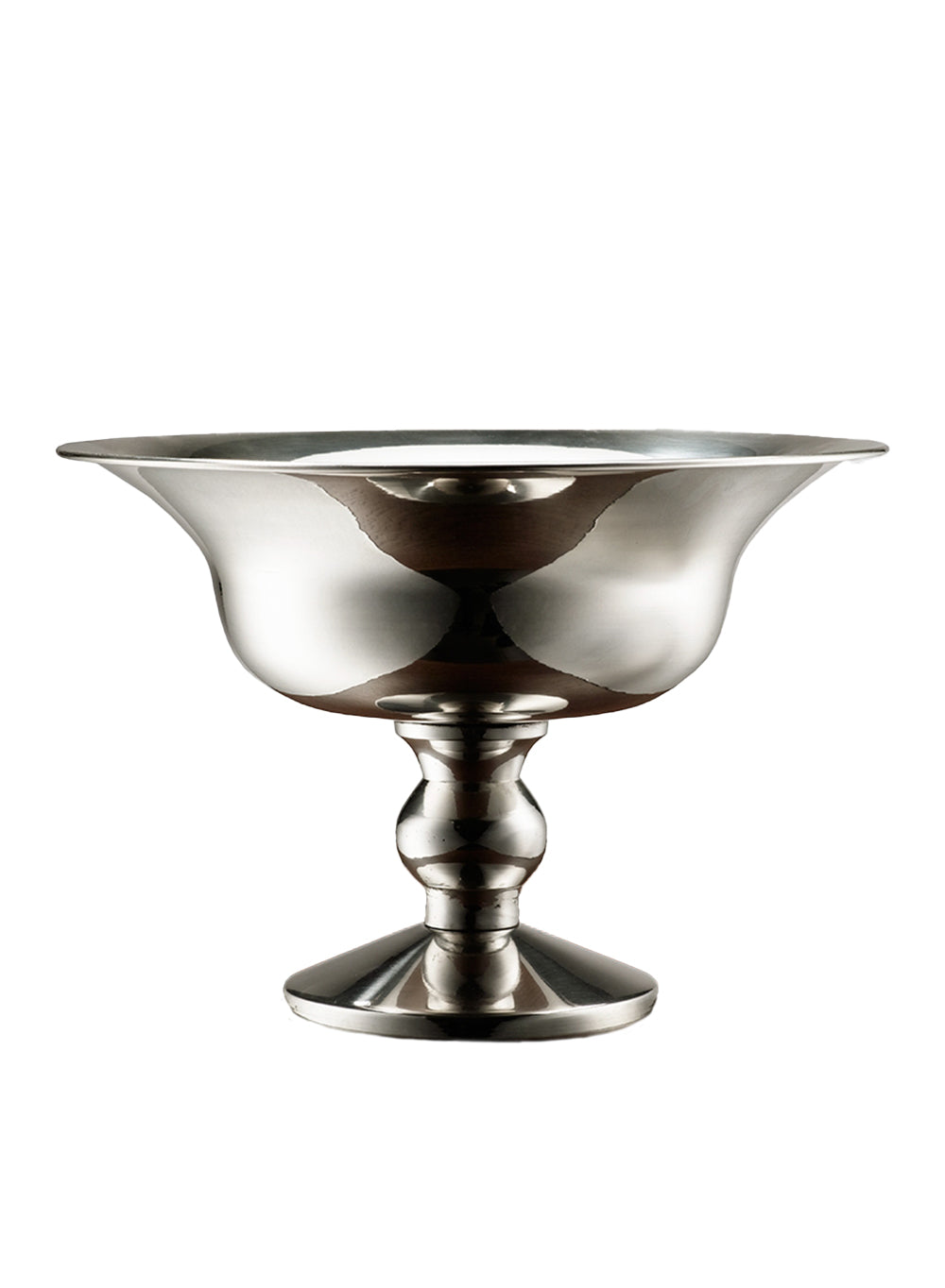 Polished Silver Floral Urn, 10" Diameter & 7.25" Tall