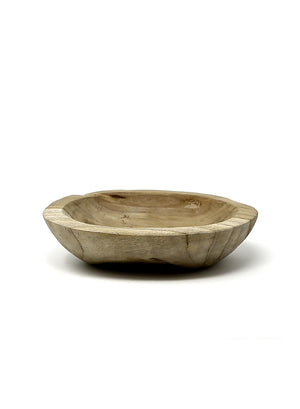 Serene Spaces Living Hand-Carved Teak Serving Bowl, 7" Long, 6" Wide, 2" Tall