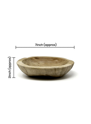 7" Hand-Carved Teak Serving Bowl