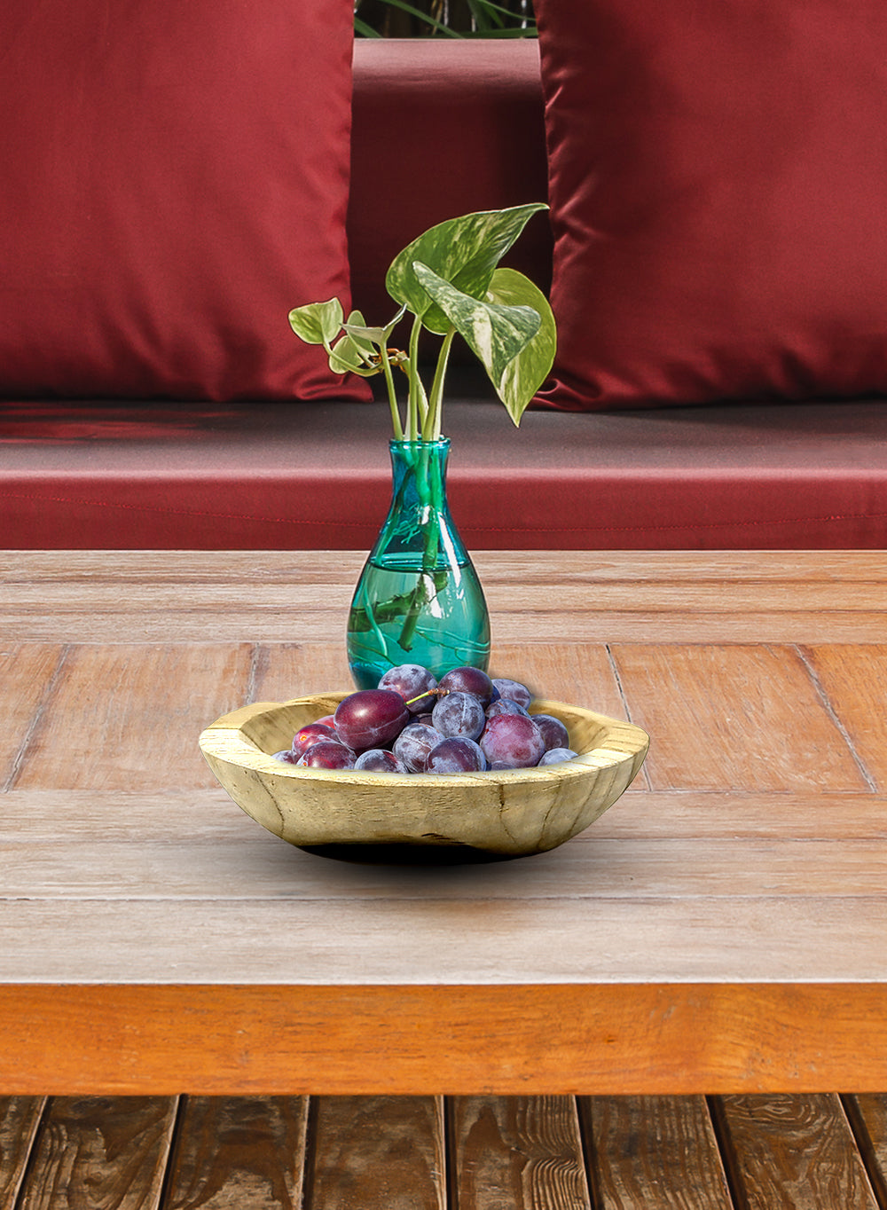 7" Hand-Carved Teak Serving Bowl