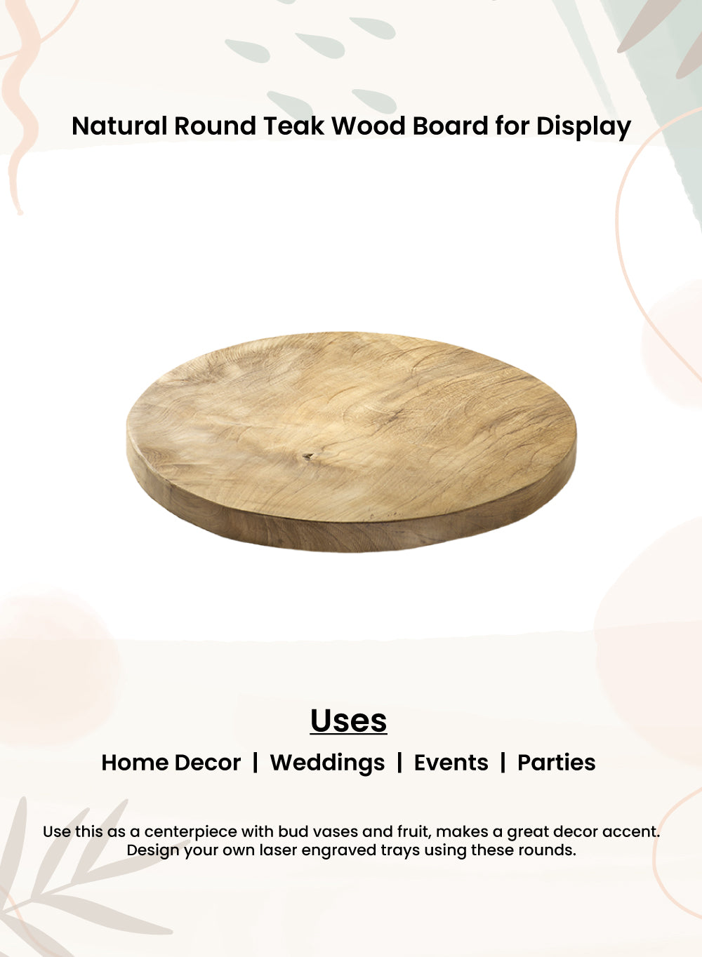 Round Wood Tray, Decorative Platters and Trays, In 2 Sizes