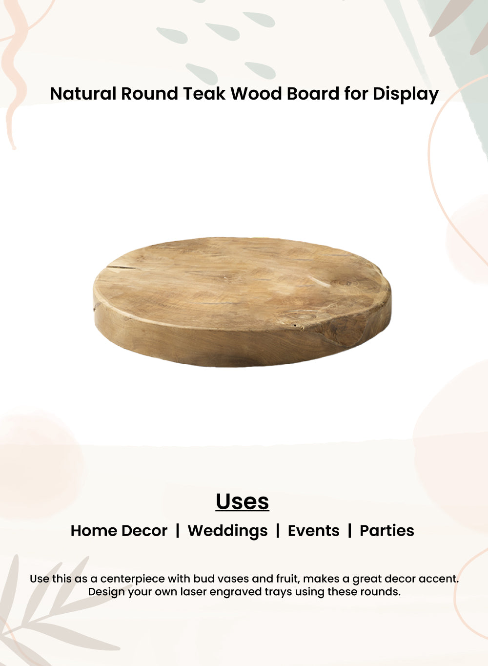 Round Wood Tray, Decorative Platters and Trays, In 2 Sizes