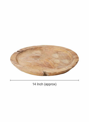 Serene Spaces Living Handmade Natural Round Wood Plate, 1.25" Tall & 14" Dia