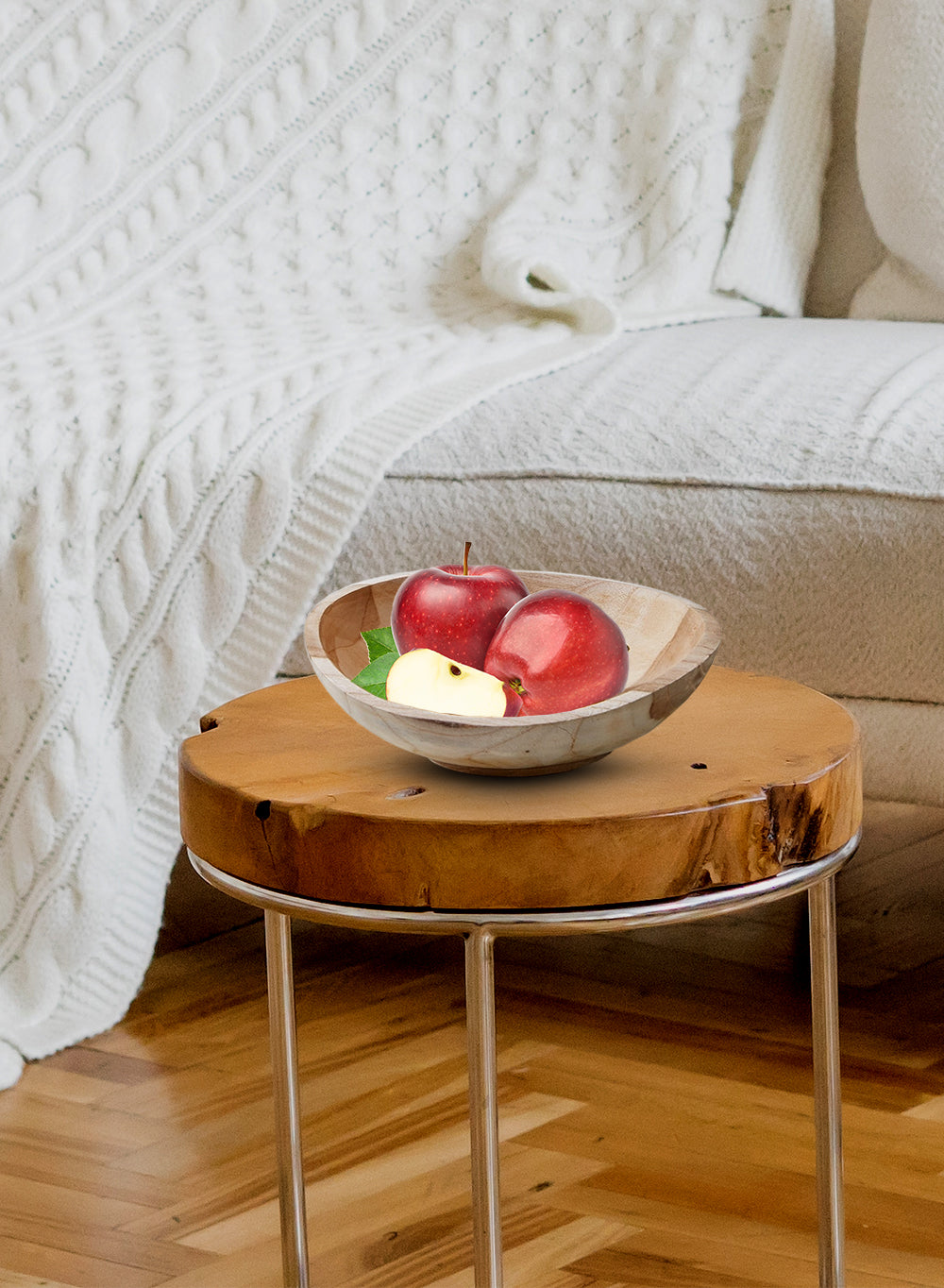 Hand-Carved Pedestal Teak Serving Bowl, In 3 Sizes