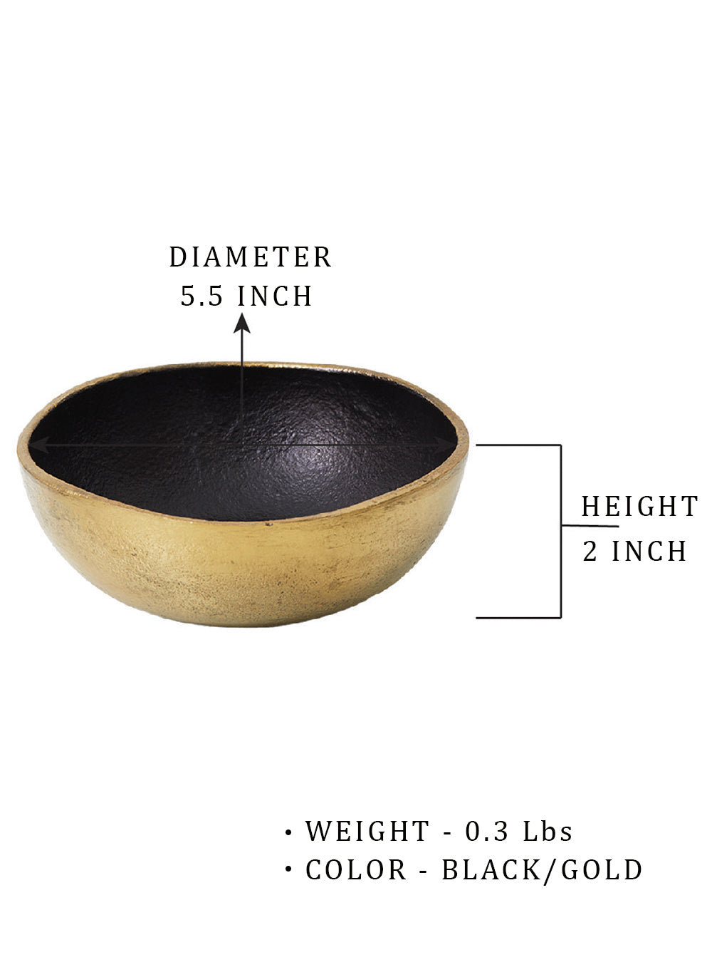 Decorative Black & Gold Bowl, 5.5" Diameter & 2" Tall