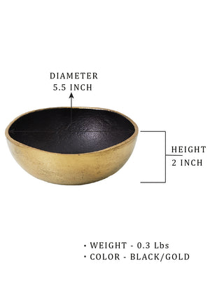 Decorative Black & Gold Bowl, 5.5" Diameter & 2" Tall