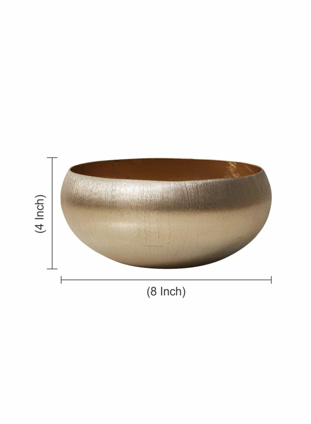 Gold-Brushed Aluminum Bowl, 8" Diameter & 4" Tall