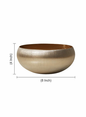 Gold-Brushed Aluminum Bowl, 8" Diameter & 4" Tall