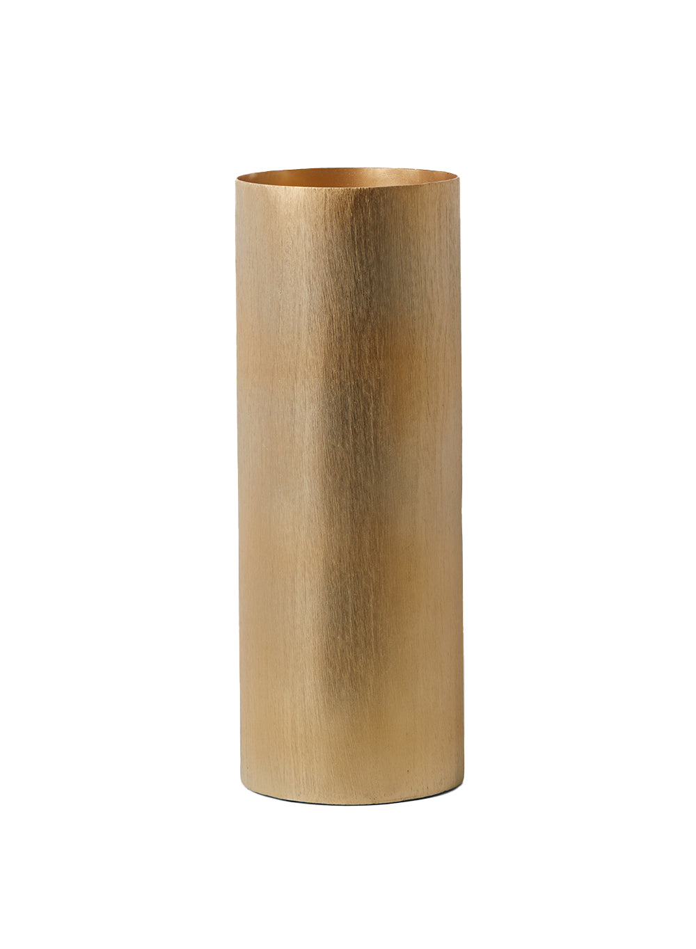 Brushed-Gold Cylinder Vase, 5" Tall & 14" Diameter