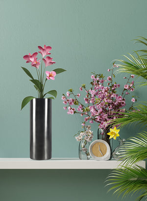 Serene Spaces Living Modern Black Cylinder Nickel Vase, Available in 2 Sizes