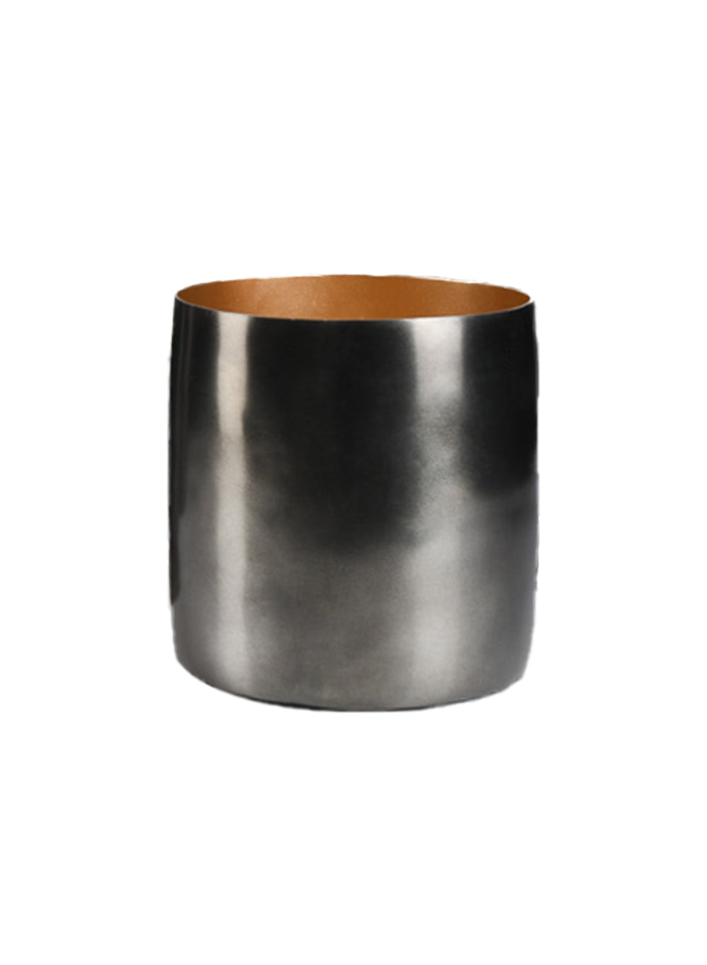 Serene Spaces Living Sleek Black Nickel Vase, Measures 6" Diameter & 6.25" Tall