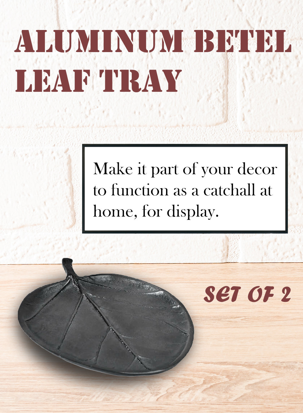 Aluminum Leaf Tray, Decorative Vanity Tray, in 3 Sizes & Shapes