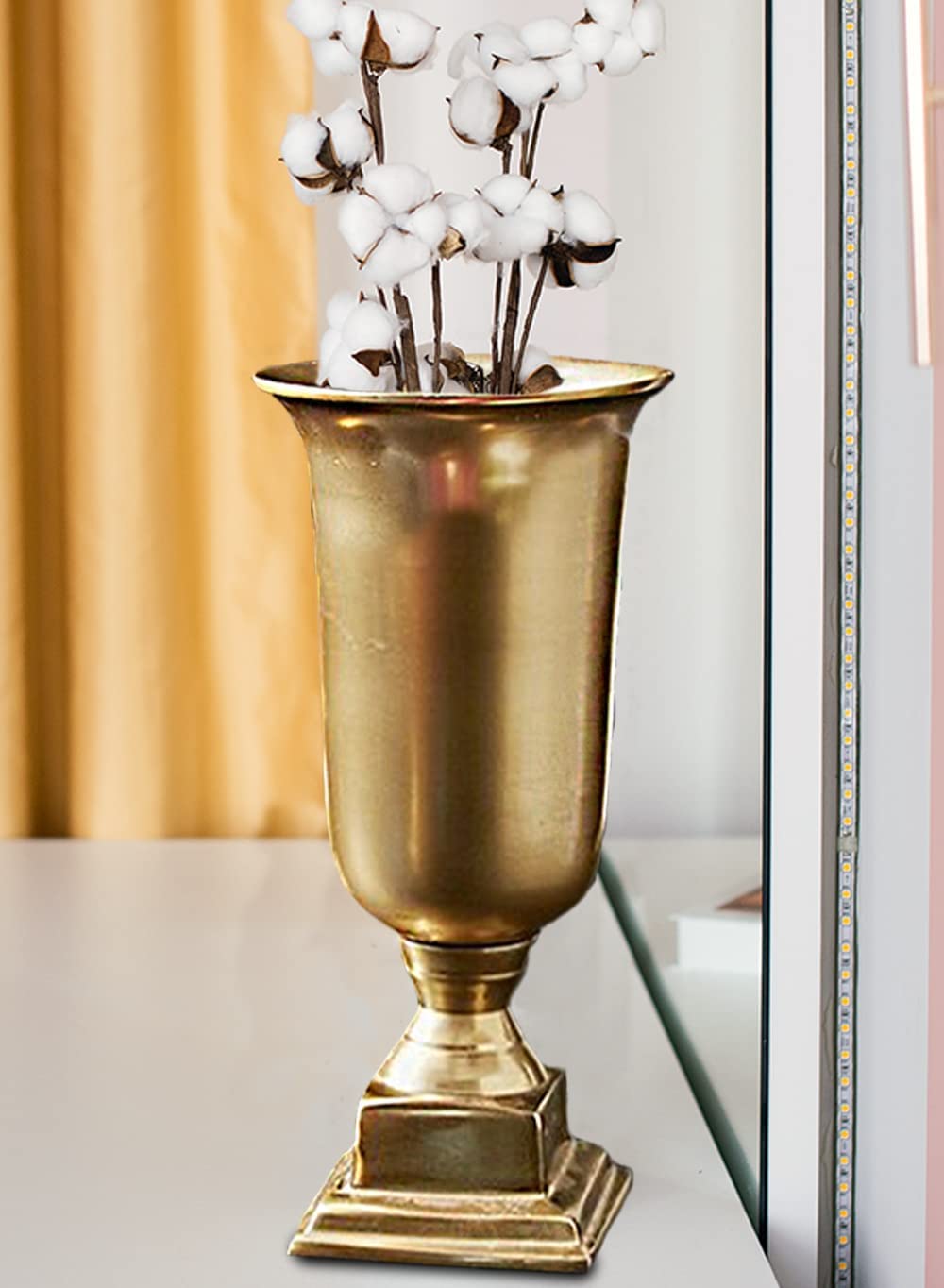 Gold Pedestal Urn Vase and Bowl