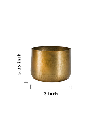 Antique Gold Hammered Pots, Indoor Planter Pot, Decorative Accents for Potted Plants, Available in 2 Size and Sets