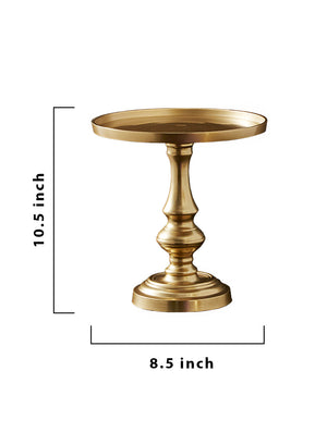 Gold Pedestal Platter, 9.5" Diameter & 10" Tall